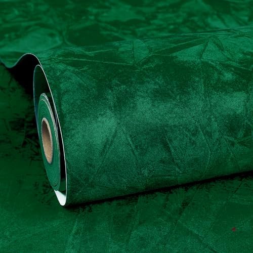 ReWallpaper Emerald Green Velvet Wallpaper 30in x 16.5ft Peel and Stick Green - Image 2