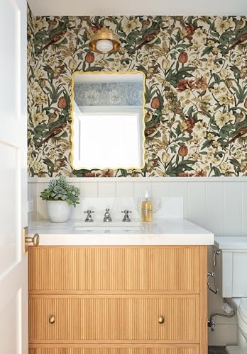 Erfoni Retro Floral and Bird Contact Paper Vintage Peel and Stick Wallpaper - Image 5
