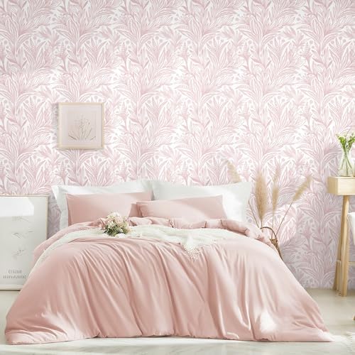 Dimoon Pink Peel and Stick Wallpaper Boho Pink White Contact Paper 17.3" X - Image 6