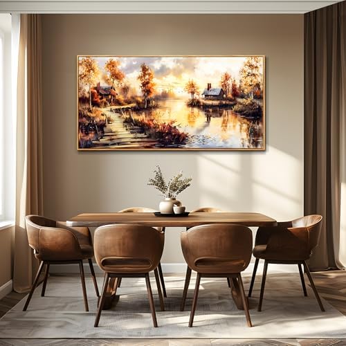Large Framed Rustic Farmhouse Landscape Wall Art - Image 5