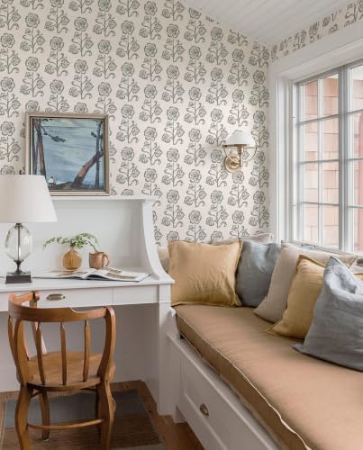 Dimoon Vintage Peel and Stick Wallpaper Beige Taupe Floral Contact Paper - Image 7