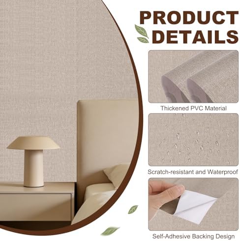 uxcell Grasscloth Linen Textured 60cmx5m/24x197 Thicker Peel Coffee Brown - Image 3