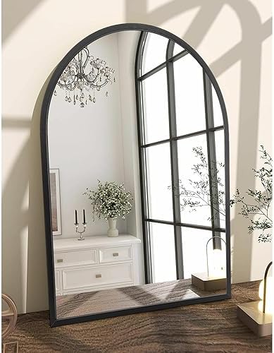 Arch Wall Mirror Bathroom Mirror Black Metal Framed Mirror, Arched Wall Mounted - Image 5