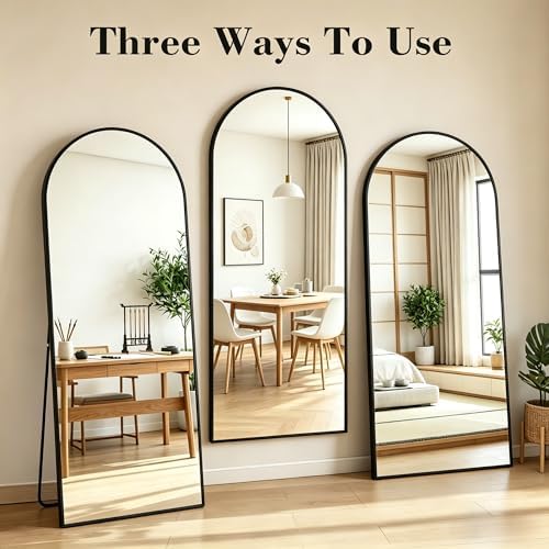 69" x 26" Arched Full Length Mirror Black Aluminum Alloy Frame - Image 4