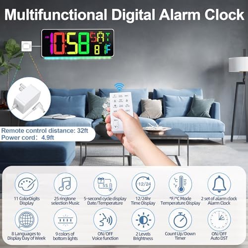 13.5"Large Digital Wall Clock Timer - Image 2