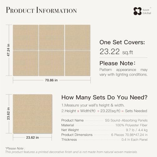 Soon Global Acoustic Wall Panels, Cane Lattice - Image 3