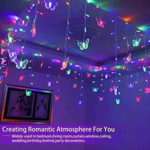 Butterfly Curtain Fairy Lights USB Plug in, 120 LED 8 Modes 20FT Firefly - Image 2