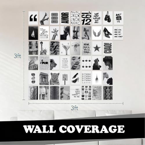 KBKBART 50 Pcs Black and White Wall Collage Kit - Image 4