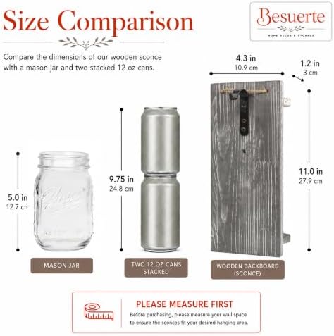 Mason Jar Wall Decor Set of 2, Rustic Gray - Image 2