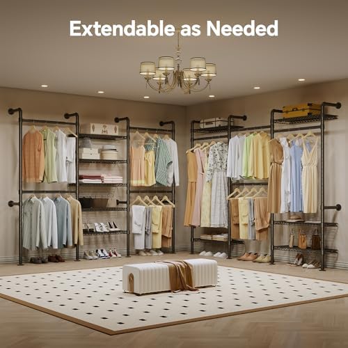Higeego W3 Wall Mounted Clothes Rack, Industrial Pipe Clothing Rack - Image 3