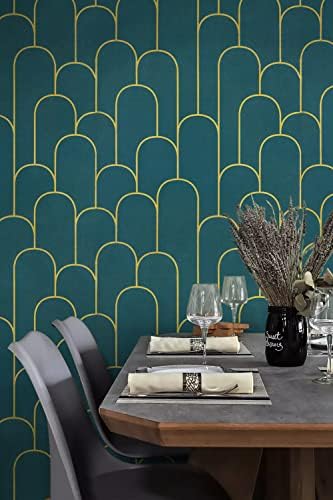 Yasinet Peel and Stick Wallpaper Green and Gold Wallpaper Dark Green Contact - Image 5