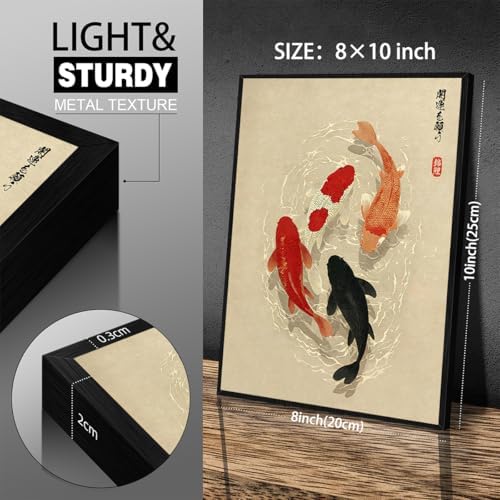 Japanese Koi Fish Canvas Poster Trendy Animal Aesthetic Wall Art 08x10 inch - Image 2