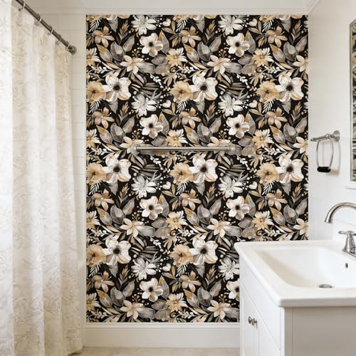 Vintage Black Floral Peel and Stick Wallpaper 17.7" x 124" - Image 2