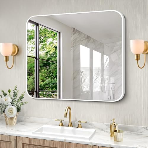 BONEWEI White Bathroom Mirror, 30x36 inch Wall Mirror - Image 3