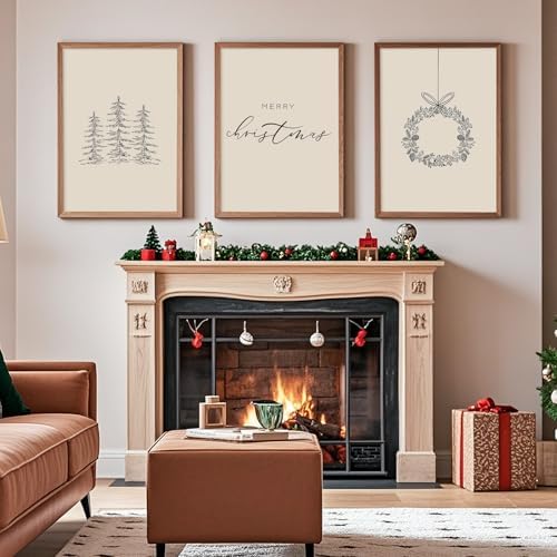 Baccone Christmas Wall Art Winter Xmas Canvas Decor Merry Christmas Wall Art - Image 5