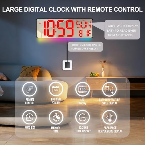 TXL 17.2-Inch Large Mirror Digital Wall Clock - Image 5