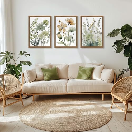Sage Green Botanical Wall Art Boho Floral Wall Decor Minimalist Plant Canvas - Image 3