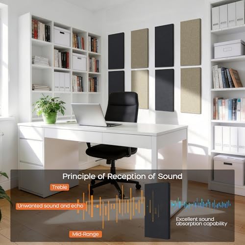 BUBOS 2-Pack Fabric Acoustic Panels 23.6x11.8x1", Self-Adhesive Sound Panel - Image 4