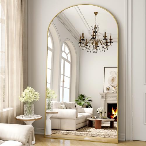 Arched Oversized Full Length Mirror 86"x41" Leaning Hanging Gold by Unknown