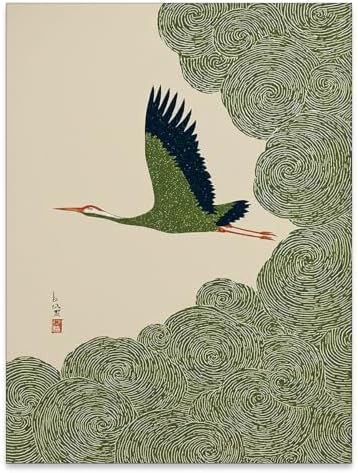 Japanese Flying Wall Art Nature Bird Pictures Aesthetics Posters Minimalist by Unknown