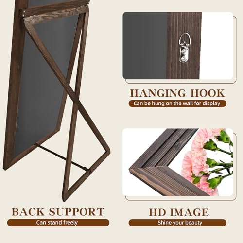 65x22in Full Length Mirror, 3-Tier Stepped Solid Wood Frame - Image 3