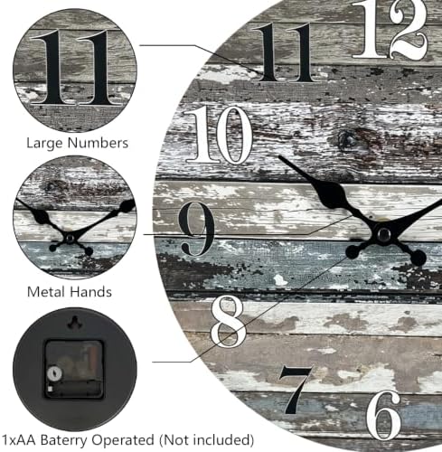 Small 8 Inch Wall Clock Battery Operated Silent Rustic Farmhouse - Image 4