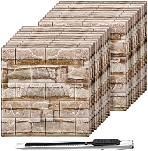 Colarr 60 Pcs 58 Sq ft 3D Wall Panels Peel and Stick, Brick Color by Colarr