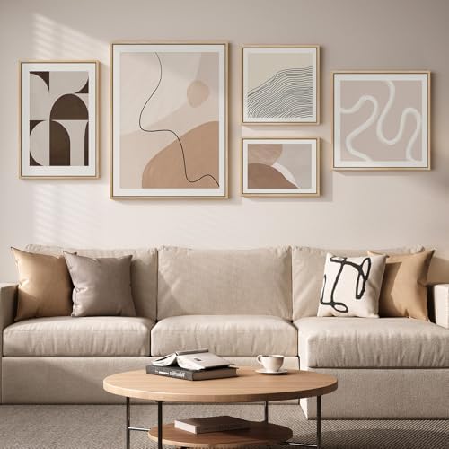 Large Framed Neutral Beige Abstract Wall Art by Cuspin