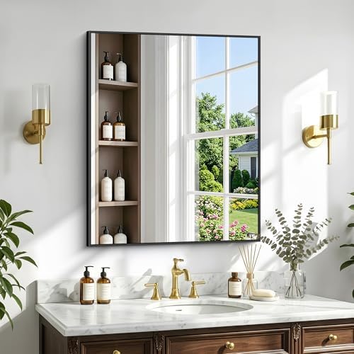 30"x36" Bathroom Mirror for Over Sink, Large Black Rectangle Mirrors for Wall - Image 2