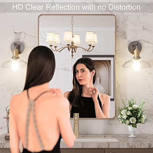 LOAAO 24"X32" Gold Bathroom Mirror - Image 2
