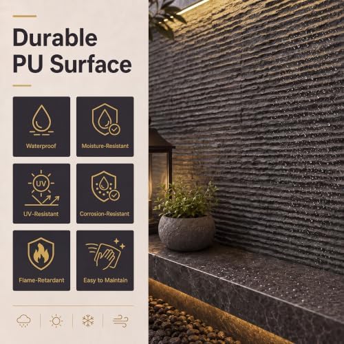 Faux Stone Wall Panels, 6 Pack PU Stone Veneer Panels, 44.9" L x 11.8" H x 1.2" - Image 6