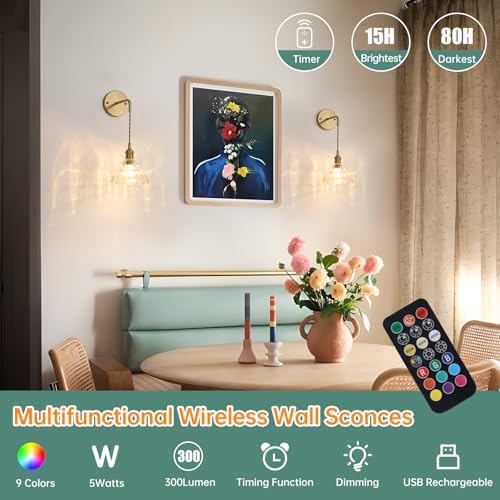 Shenmoyl Battery Operated Wall Sconce Wall Lamp - Image 2