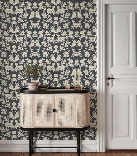Vintage Floral Peel and Stick Wallpaper Black and White Damask Botanical Vine - Image 3