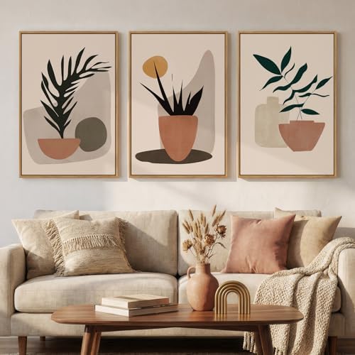 Framed Boho Neutral Orange Botanical Wall Art by Cuspin