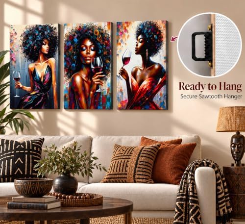 hijyord 3Pcs African American Women Canvas Wall Art - Image 4