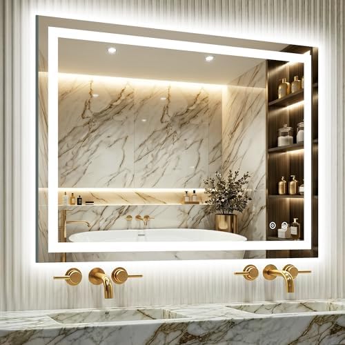 Delma LED Mirror for Bathroom 30x40 Inch, Dimmable Front & Backlit Vanity Mirror by Delma