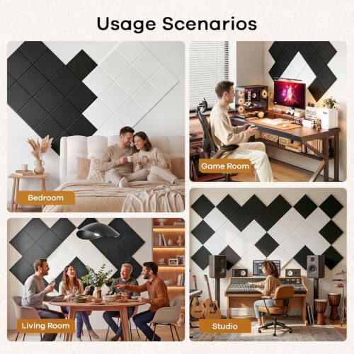 Square Acoustic Panels Soundproof Wall Panels, 12″ × 12″ × 0.4″ High-Density - Image 6