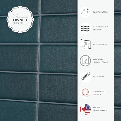 Smart Tiles Peel and Stick backsplash, Stacked Deep Teal - Image 5