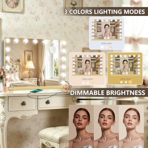 Ratsamee Gold Hollywood Vanity Mirror - Image 3