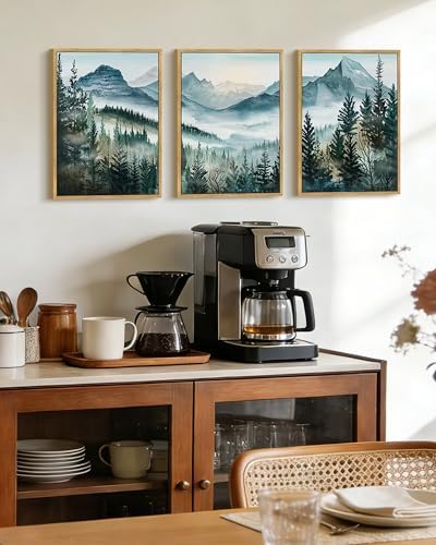 KUVIOKE Landscape Mountain Range Wall Art Set 11x14in Natural Framed - Image 5