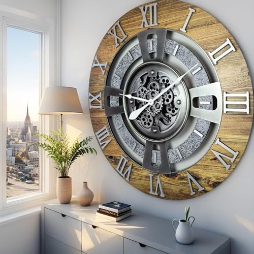 ImprovingLife The Gears Clock Real Moving Gear Wall Clock England Line) - Image 3