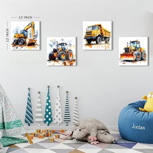 Cartoon Vehicles Canvas Wall Art Construction Room Decor - Image 2