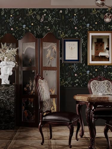 Dimoon 787"x16.1" Floral Peel and Stick Wallpaper Black Contact Paper Thicken - Image 5