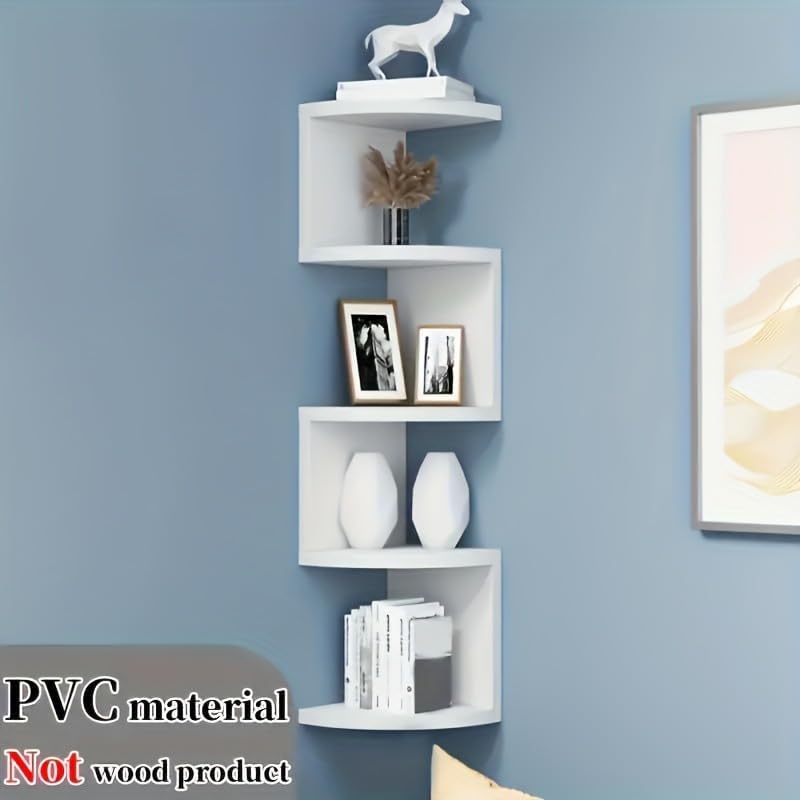 No-Drill Corner Shelf Wall Mount, 5-Tier Thickened 12mm Floating Bookshelf - Image 4