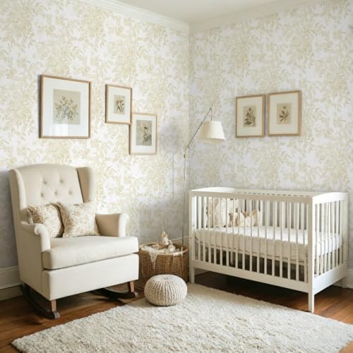 Heroad 17.3''X393'' Floral Peel and Stick Wallpaper Boho Beige Contact Paper - Image 6