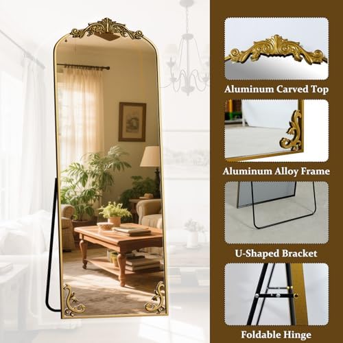 21"x 64" Arched Full Length Mirror, Freestanding Floor Mirror - Image 6