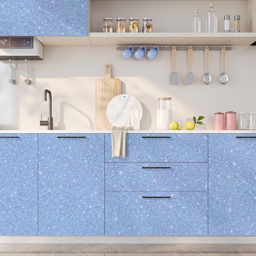 Periwinkle Blue Glitter Wallpaper Peel and Stick Iridescent Vinyl - Image 5