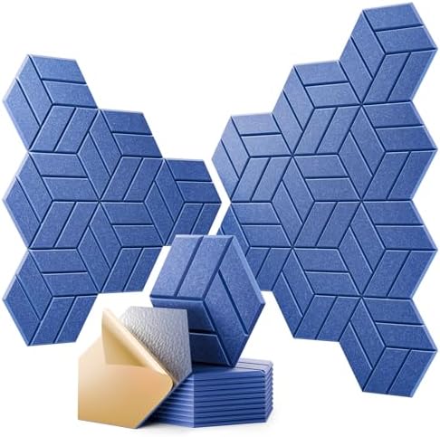 12Pcs Acoustic Panels with Self-adhesive, Hexagonal Soundproof Wall Panels High by OTUOER