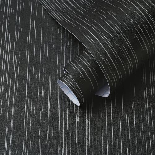 Grasscloth Peel and Stick Wallpaper Black Contact Paper Textured Wallpaper by Micpolo