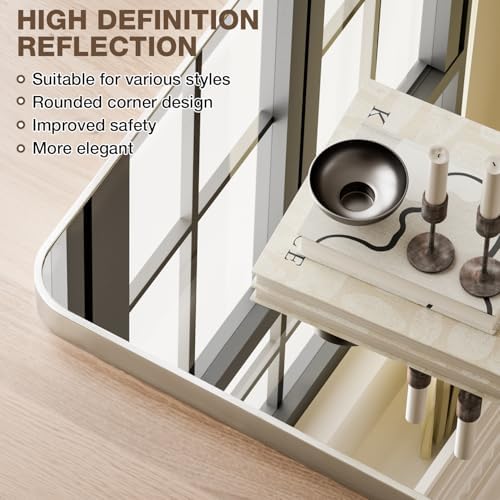 20"x30" Bathroom Mirror for Over Sink, Brushed Nickel Vanity Mirror - Image 3